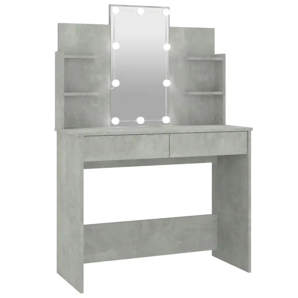 Dressing Table with LED Concrete Grey 96x40x142 cm 808823