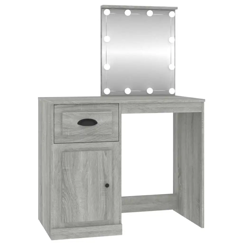 Dressing Table with LED Grey Sonoma 90x50x132.5 cm Engineered Wood 816774