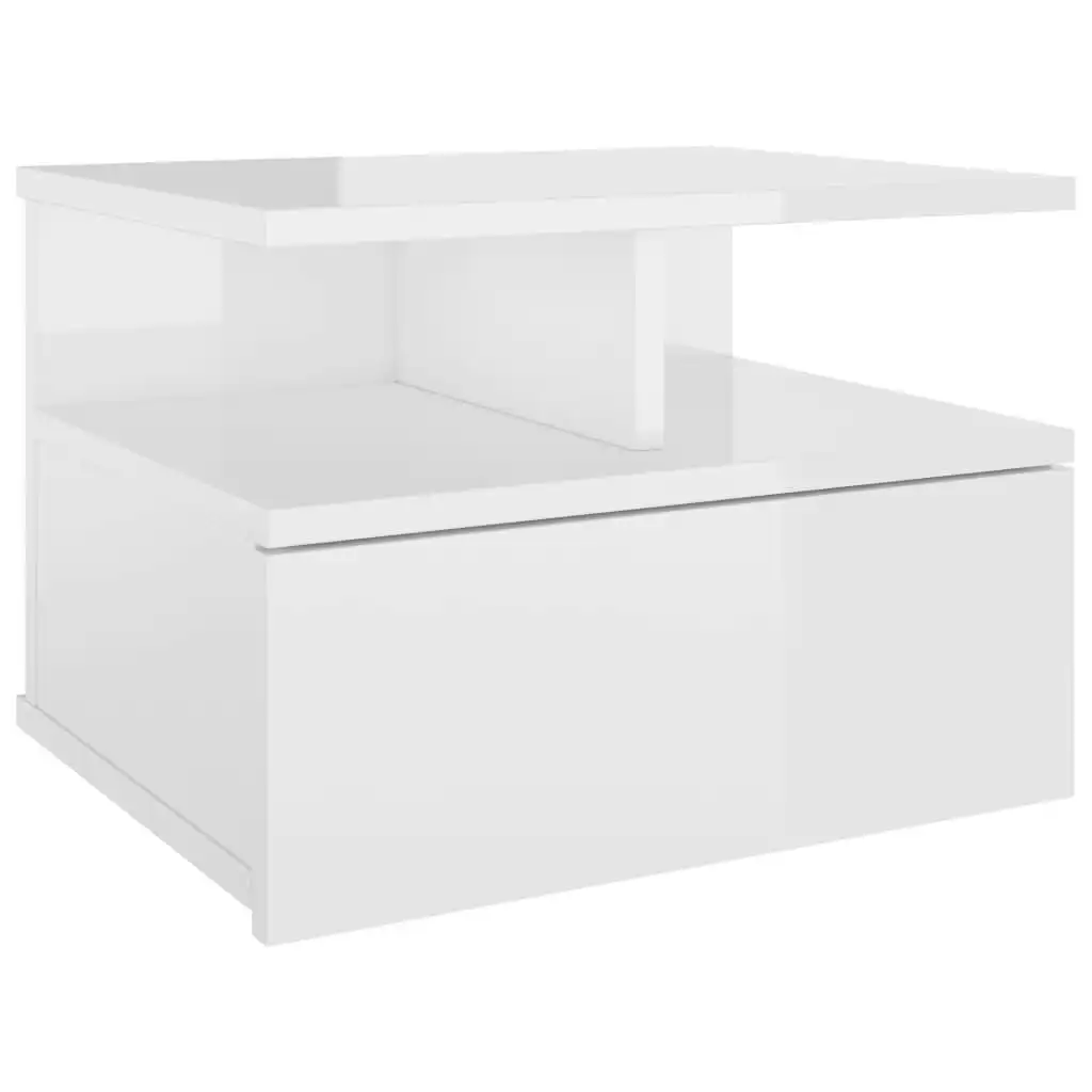 Floating Nightstand High Gloss White 40x31x27 cm Engineered Wood 800417