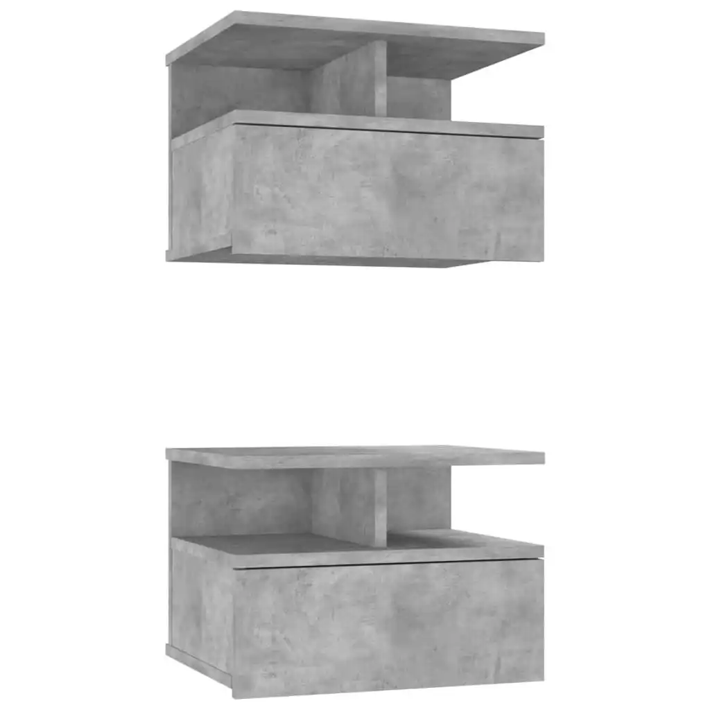 Floating Nightstands 2 pcs Concrete Grey 40x31x27 cm Engineered Wood 800414