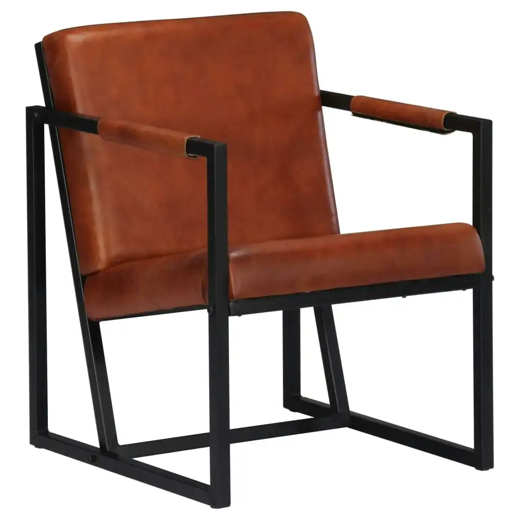 Armchair Brown Real Leather 247800