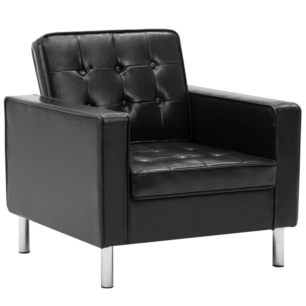 Armchair Black Faux Leather 247018