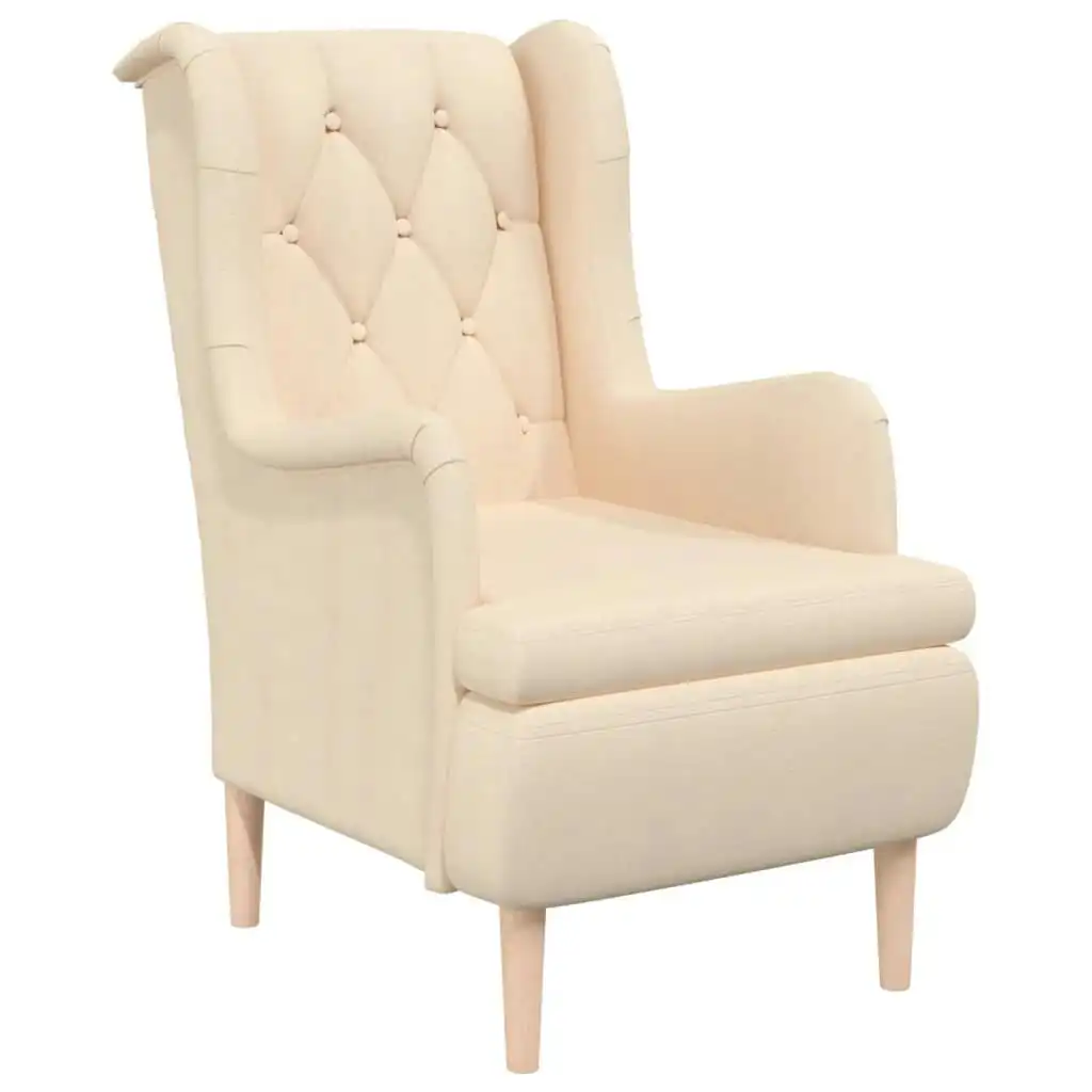 Armchair with Solid Rubber Wood Feet Cream Fabric 329393