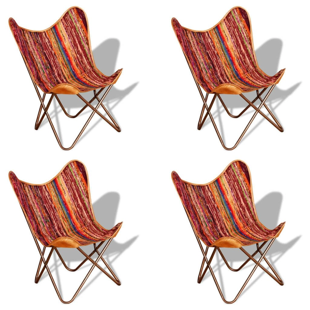 Butterfly Chairs 4 pcs Multicolour Chindi Fabric 278751