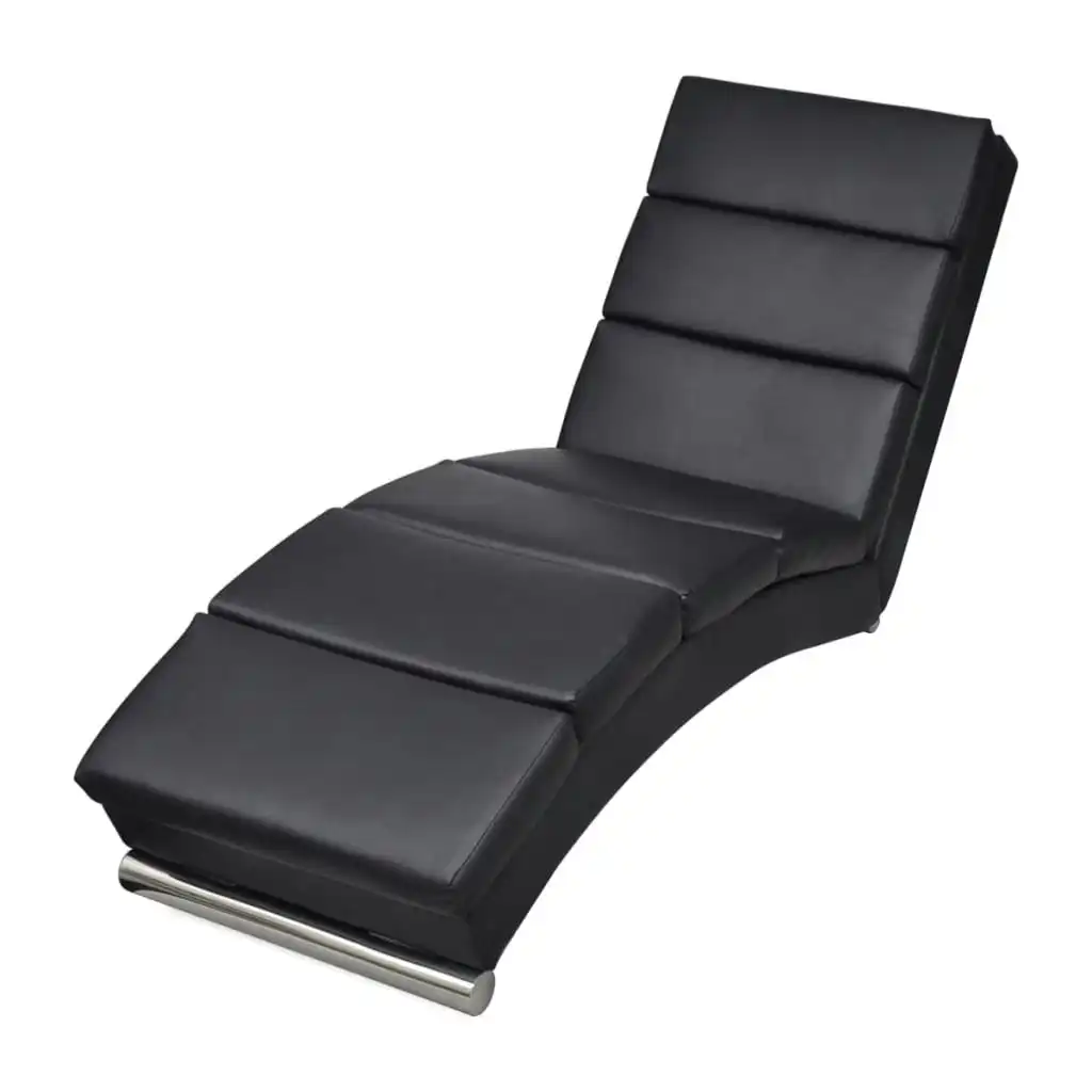 Chaise Longue Black Faux Leather 240711