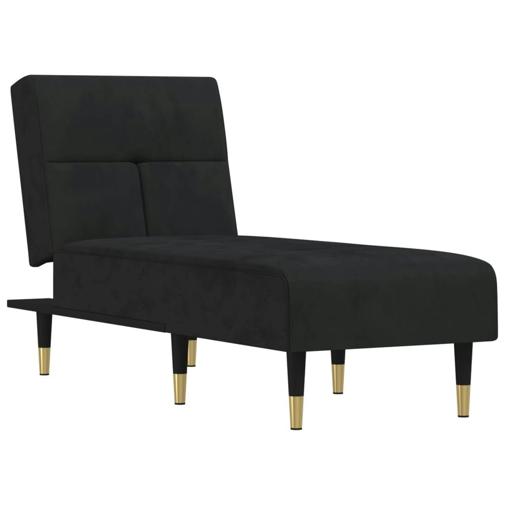 Chaise Longue Black Velvet 352811