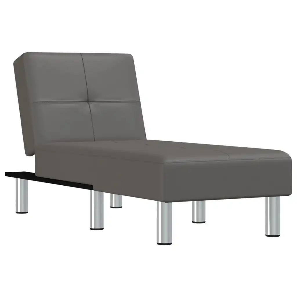 Chaise Longue Grey Faux Leather 352851