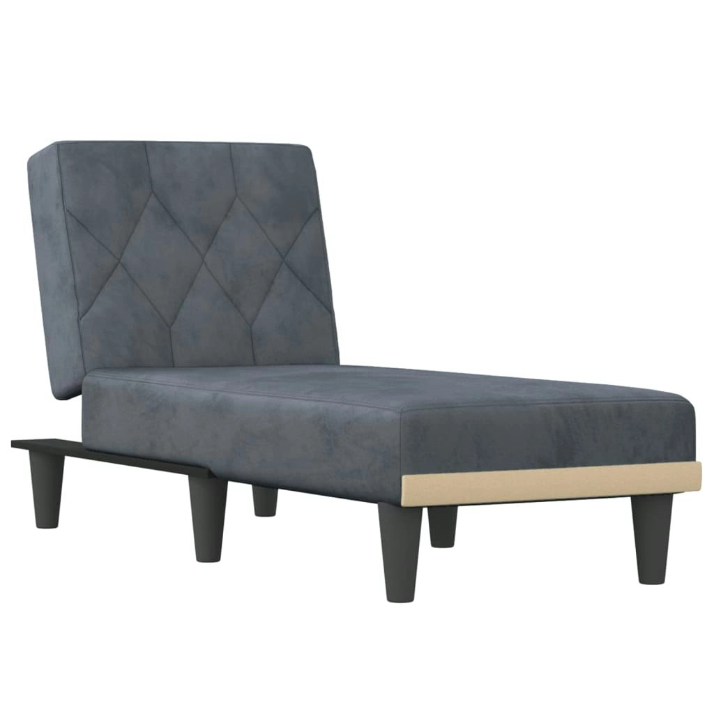 Chaise Longue Dark Grey Velvet 352861