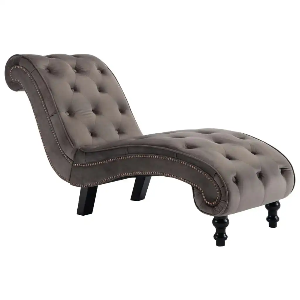 Chaise Lounge Grey Velvet 248609