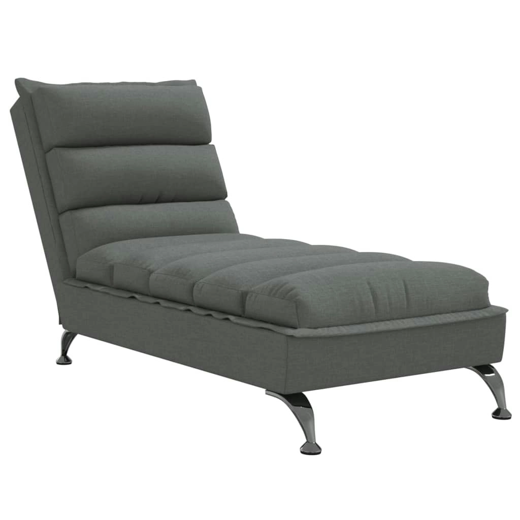 Chaise Lounge with Cushions Dark Grey Fabric 379469