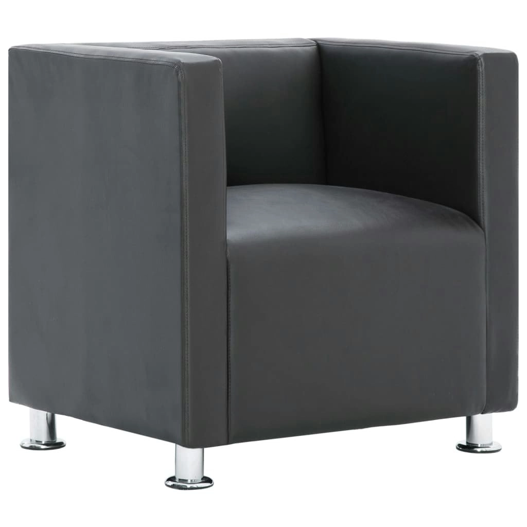 Cube Armchair Grey Faux Leather 282139