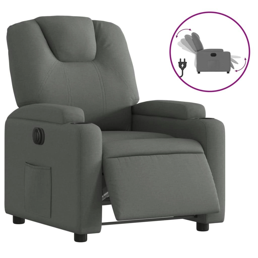 Electric Recliner Chair Dark Grey Fabric 3205517