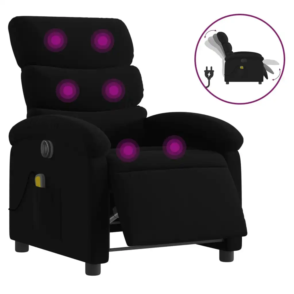 Electric Massage Recliner Chair Black Fabric 3205369