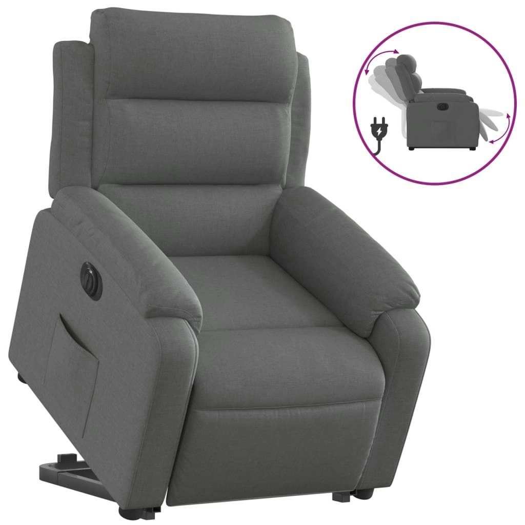 Electric Stand up Recliner Chair Dark Grey Fabric 3205739