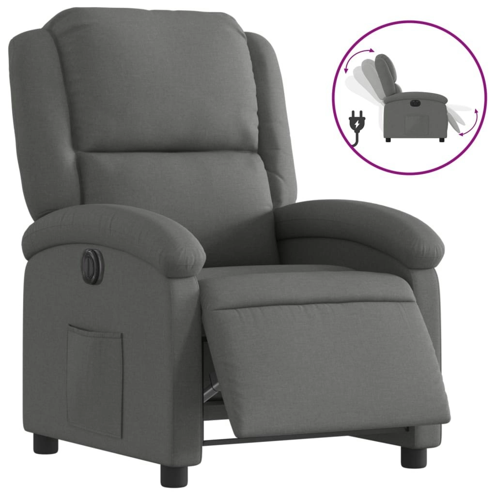 Electric Recliner Chair Dark Grey Fabric 3205421