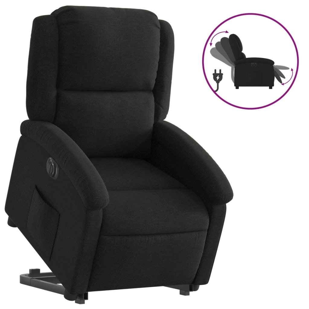 Electric Stand up Recliner Chair Black Fabric 3205438