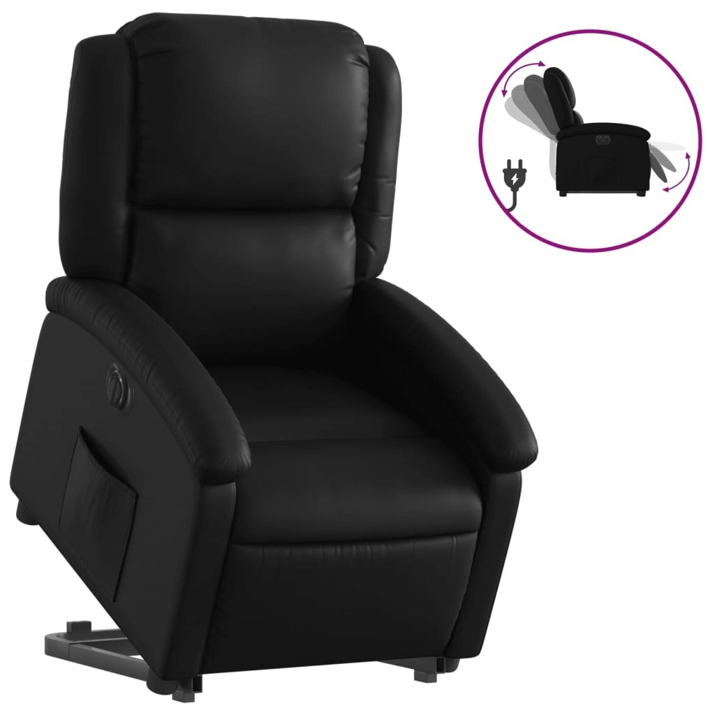 Electric Stand up Recliner Chair Black Faux Leather 3205462