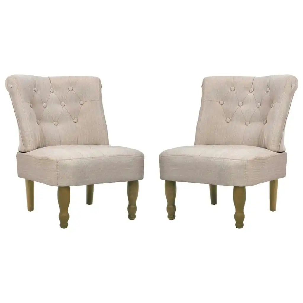 French Chairs 2 pcs Cream Fabric 240288