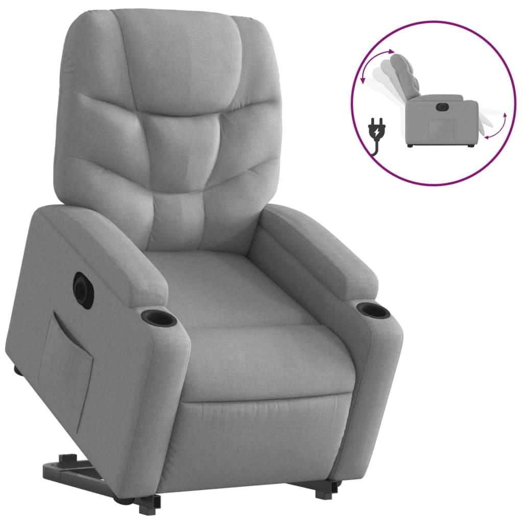 Electric Stand up Recliner Chair Light Grey Fabric 3205632