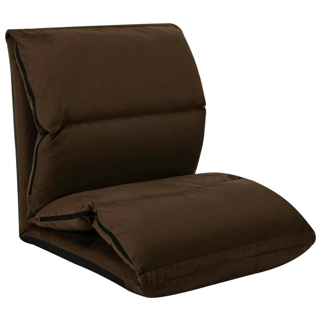 Folding Floor Chair Brown Microfibre 325258