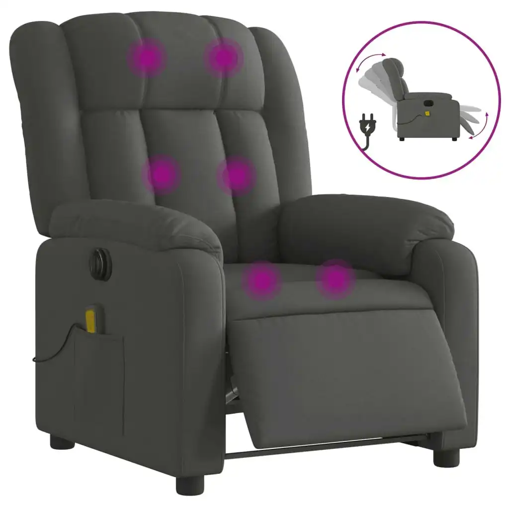 Electric Massage Recliner Chair Dark Grey Fabric 3205785