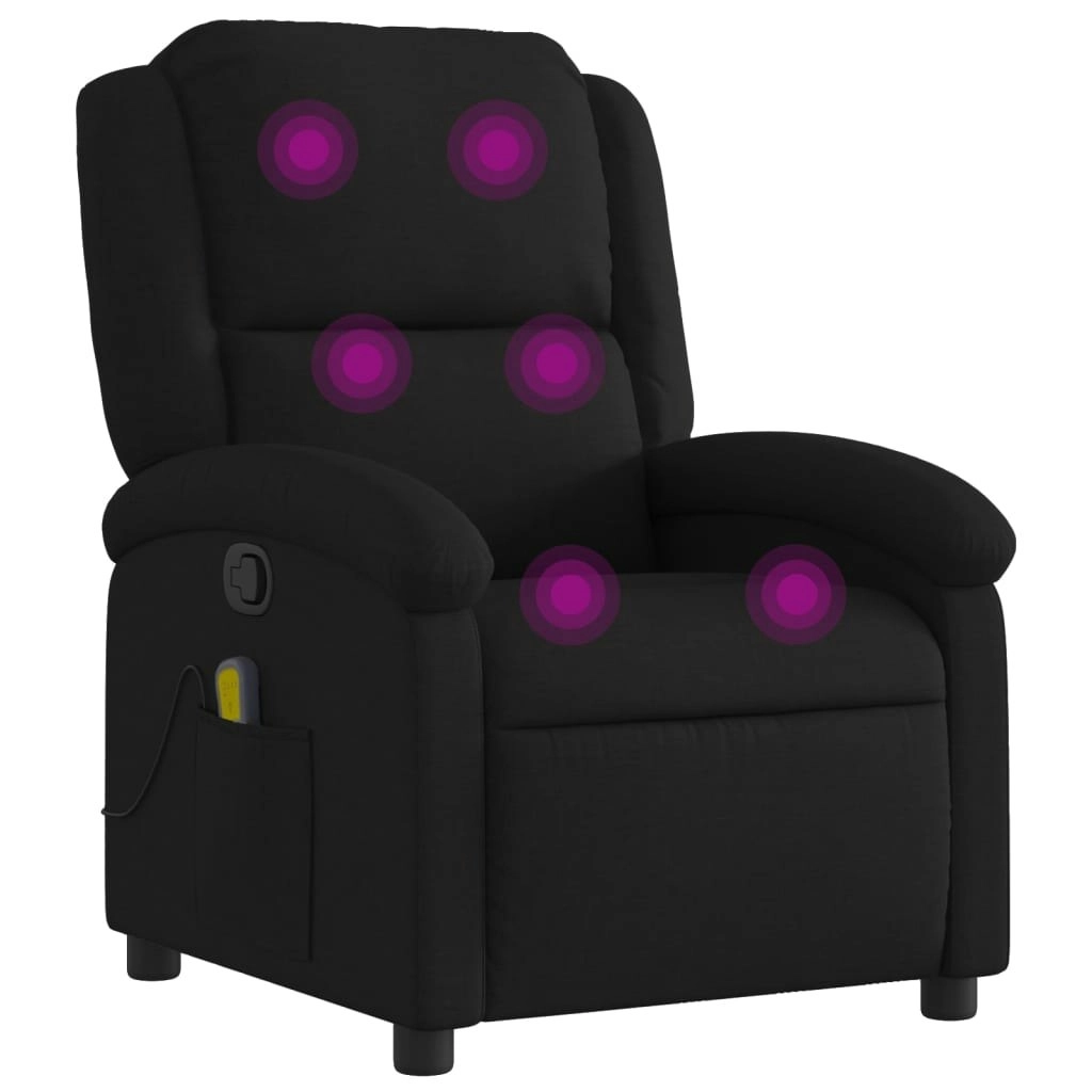 Massage Recliner Chair Black Fabric 3205418