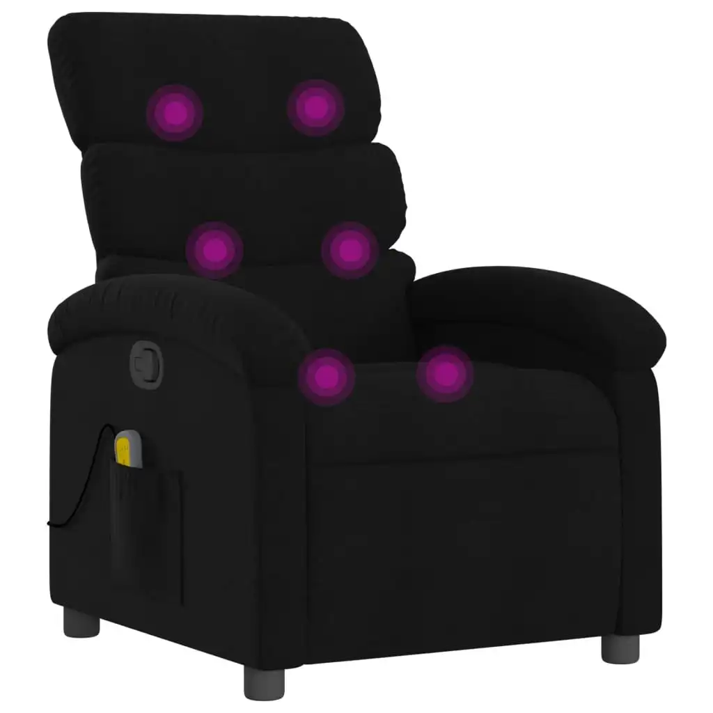 Massage Recliner Chair Black Fabric 3205366