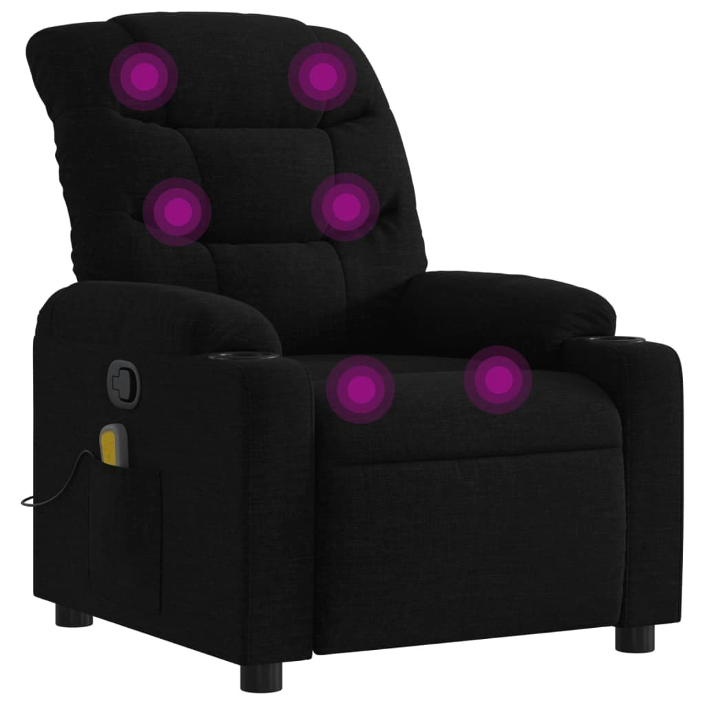 Massage Recliner Chair Black Fabric 374158