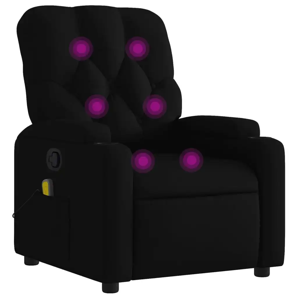 Massage Recliner Chair Black Fabric 372493