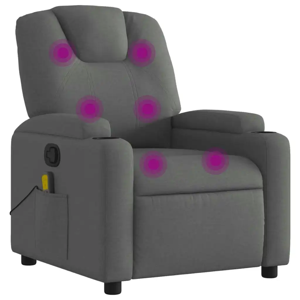 Massage Recliner Chair Dark Grey Fabric 3205513