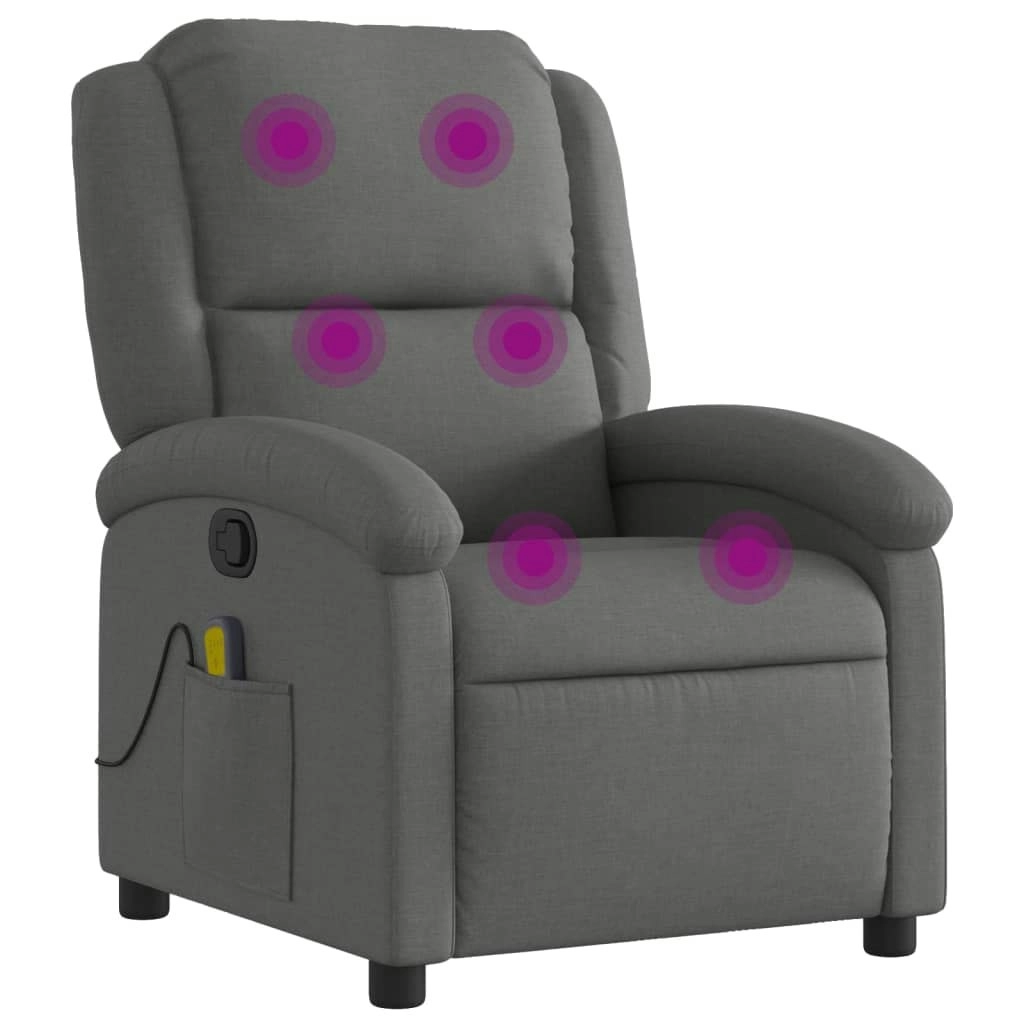 Massage Recliner Chair Dark Grey Fabric 3205417