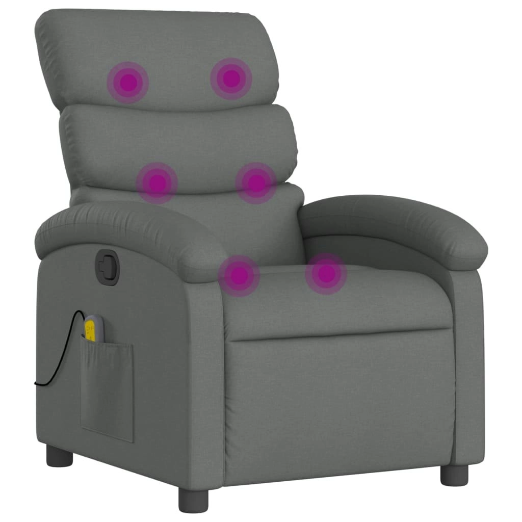 Massage Recliner Chair Dark Grey Fabric 3205365