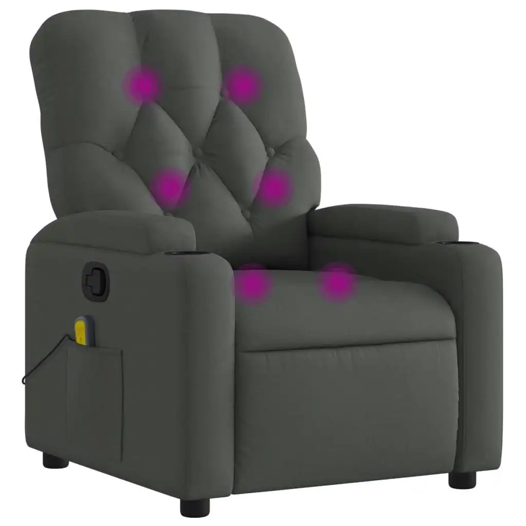 Massage Recliner Chair Dark Grey Fabric 3205665