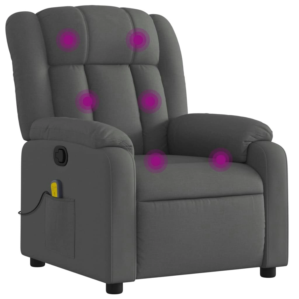 Massage Recliner Chair Dark Grey Fabric 3205777