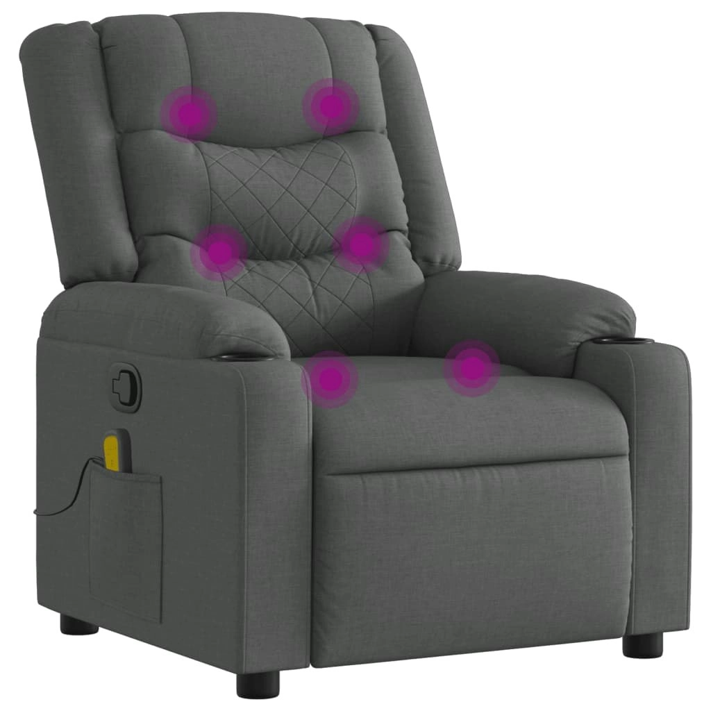 Massage Recliner Chair Dark Grey Fabric 3206836