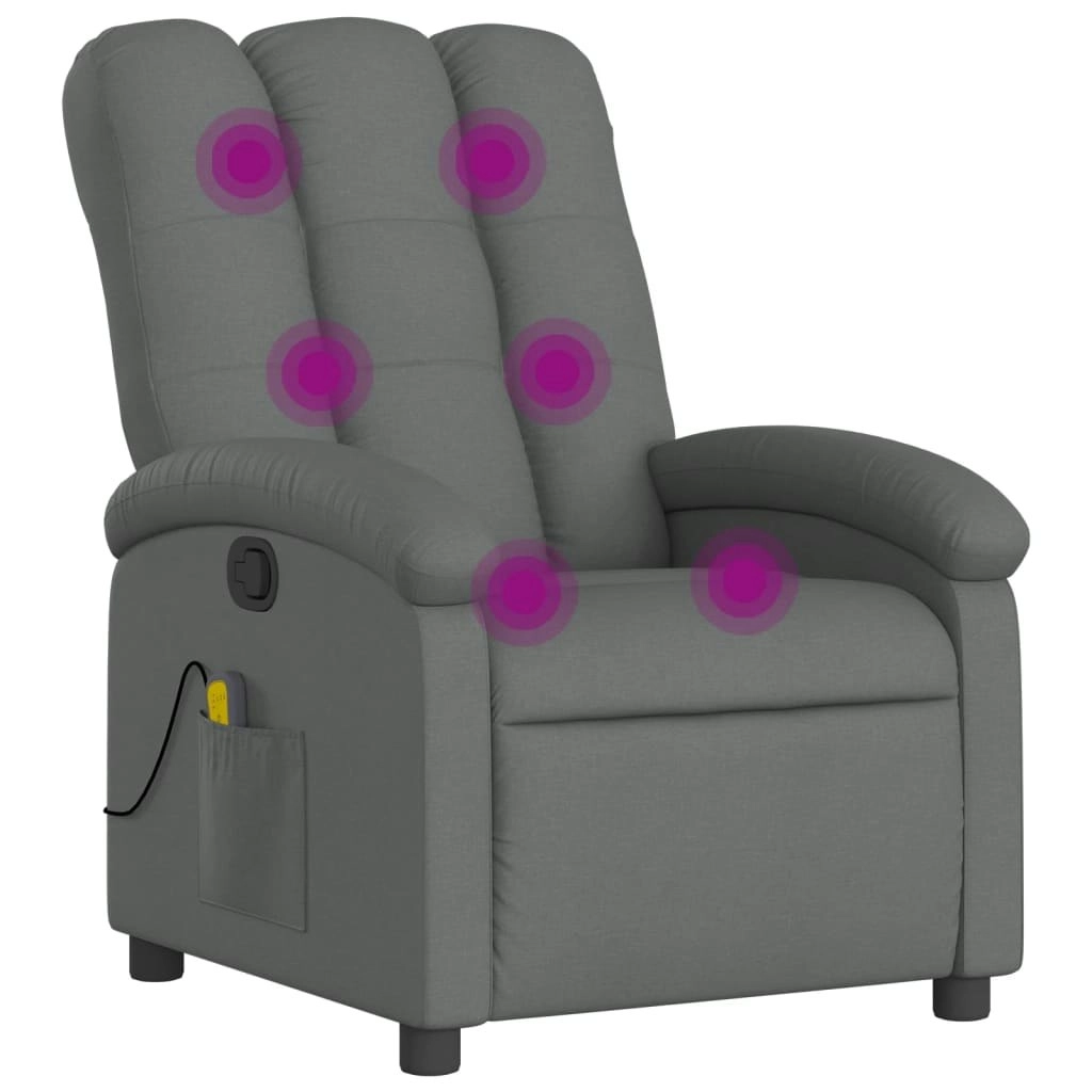 Massage Recliner Chair Dark Grey Fabric 371740