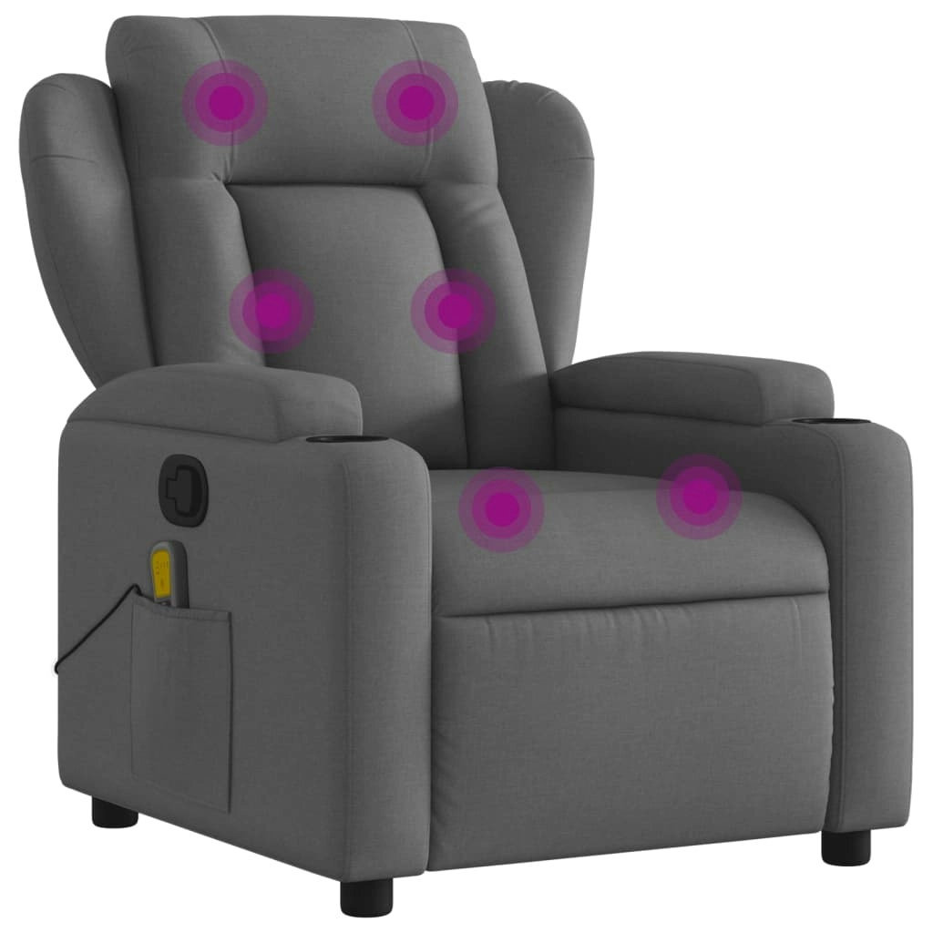 Massage Recliner Chair Dark Grey Fabric 372416