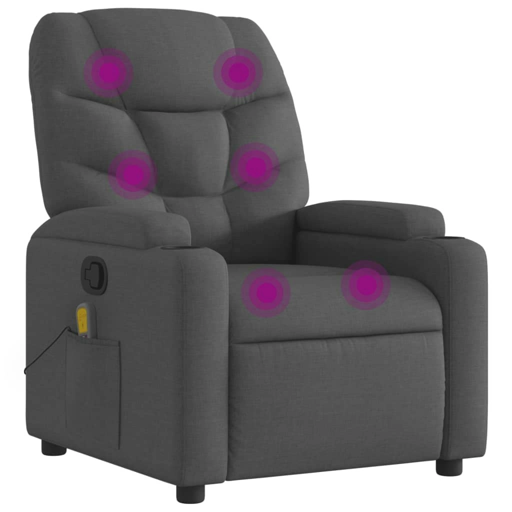 Massage Recliner Chair Dark Grey Fabric 372454