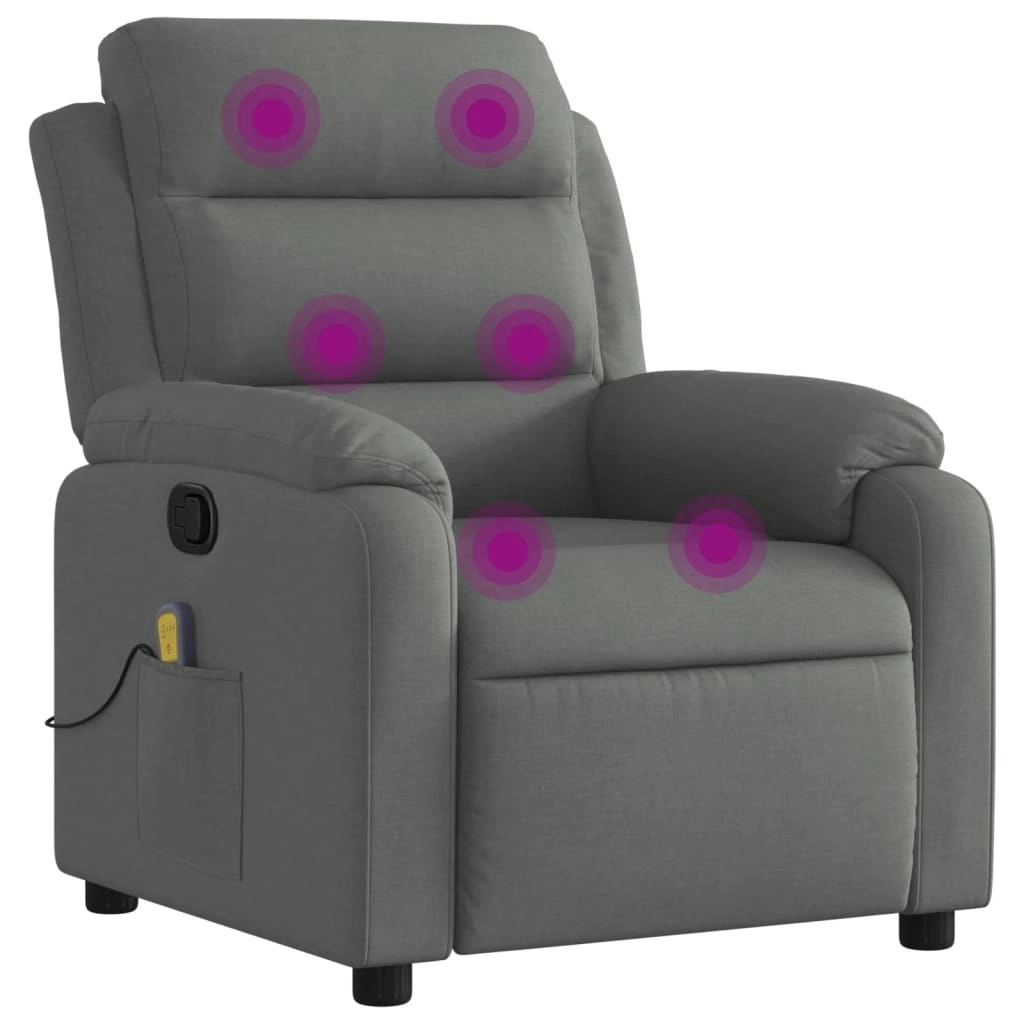 Massage Recliner Chair Dark Grey Fabric 373475