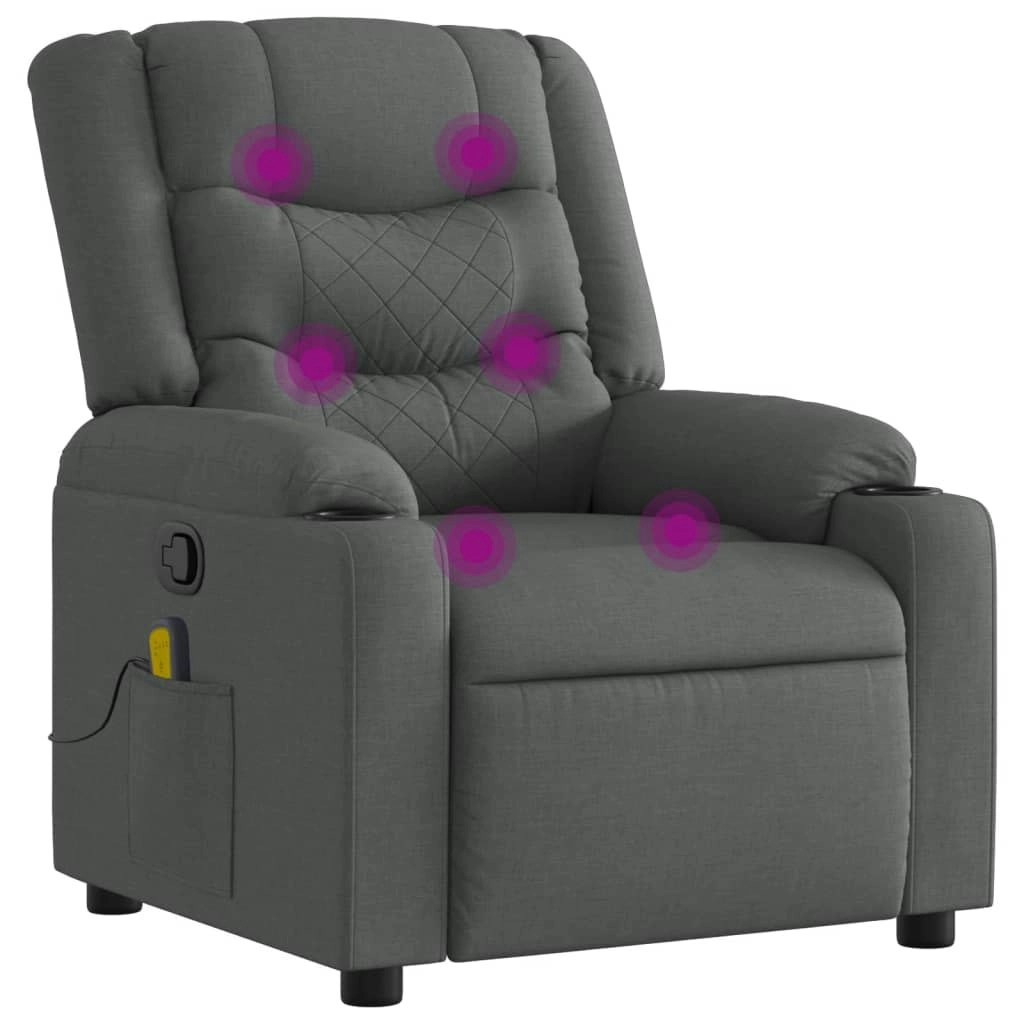 Massage Recliner Chair Dark Grey Fabric 374131