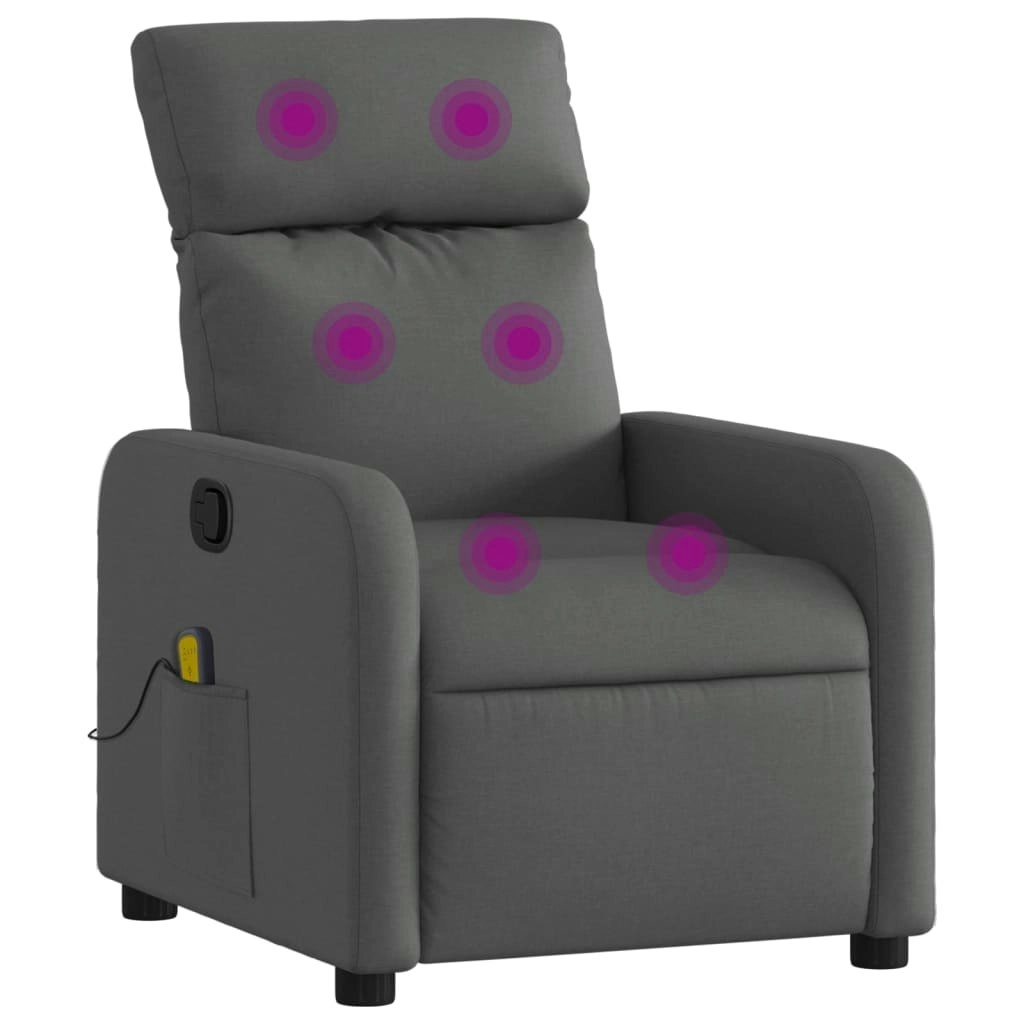 Massage Recliner Chair Dark Grey Fabric 374175