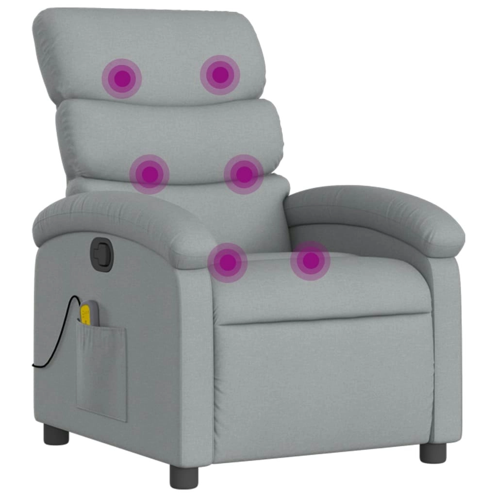 Massage Recliner Chair Light Grey Fabric 3205364