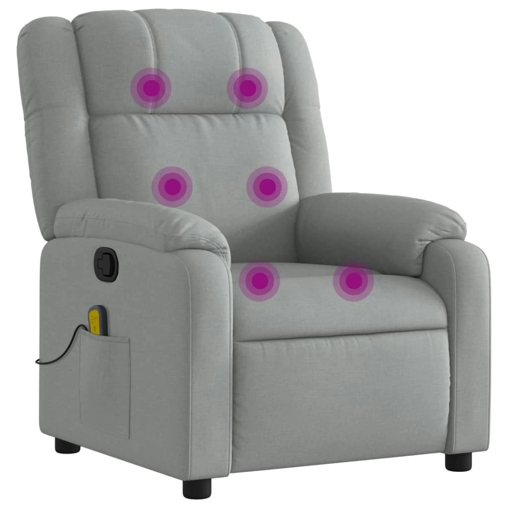 Massage Recliner Chair Light Grey Fabric 3205752