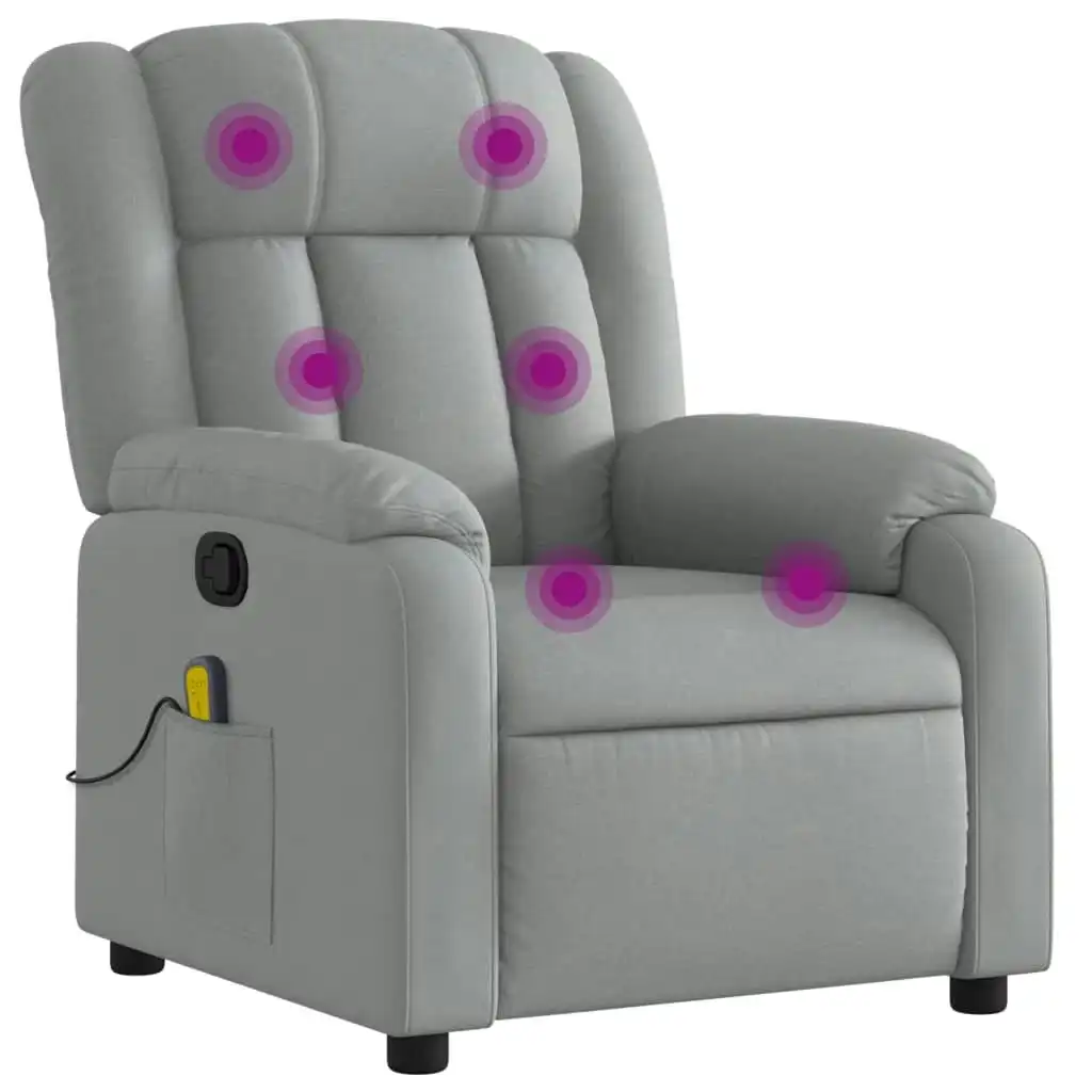 Massage Recliner Chair Light Grey Fabric 3205776