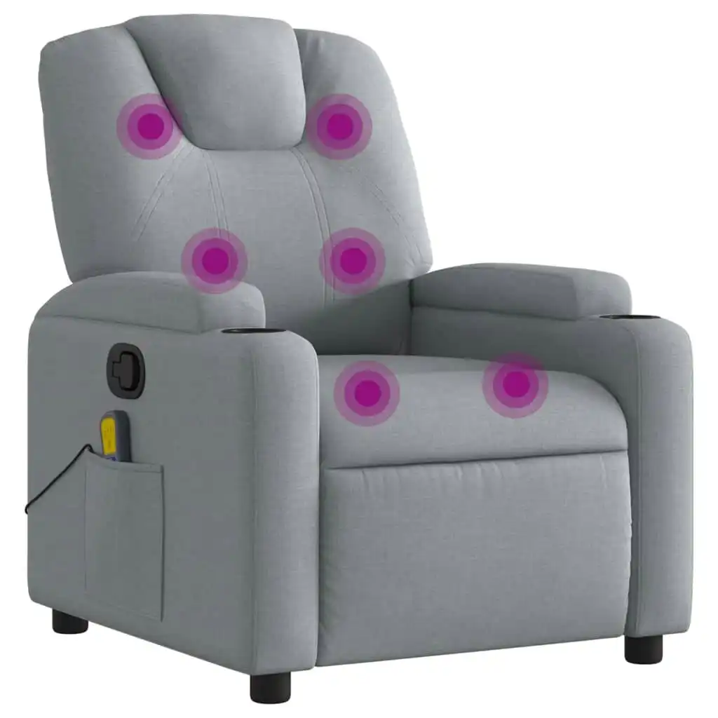 Massage Recliner Chair Light Grey Fabric 3205968