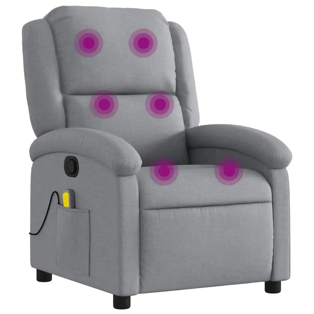 Massage Recliner Chair Light Grey Fabric 371763