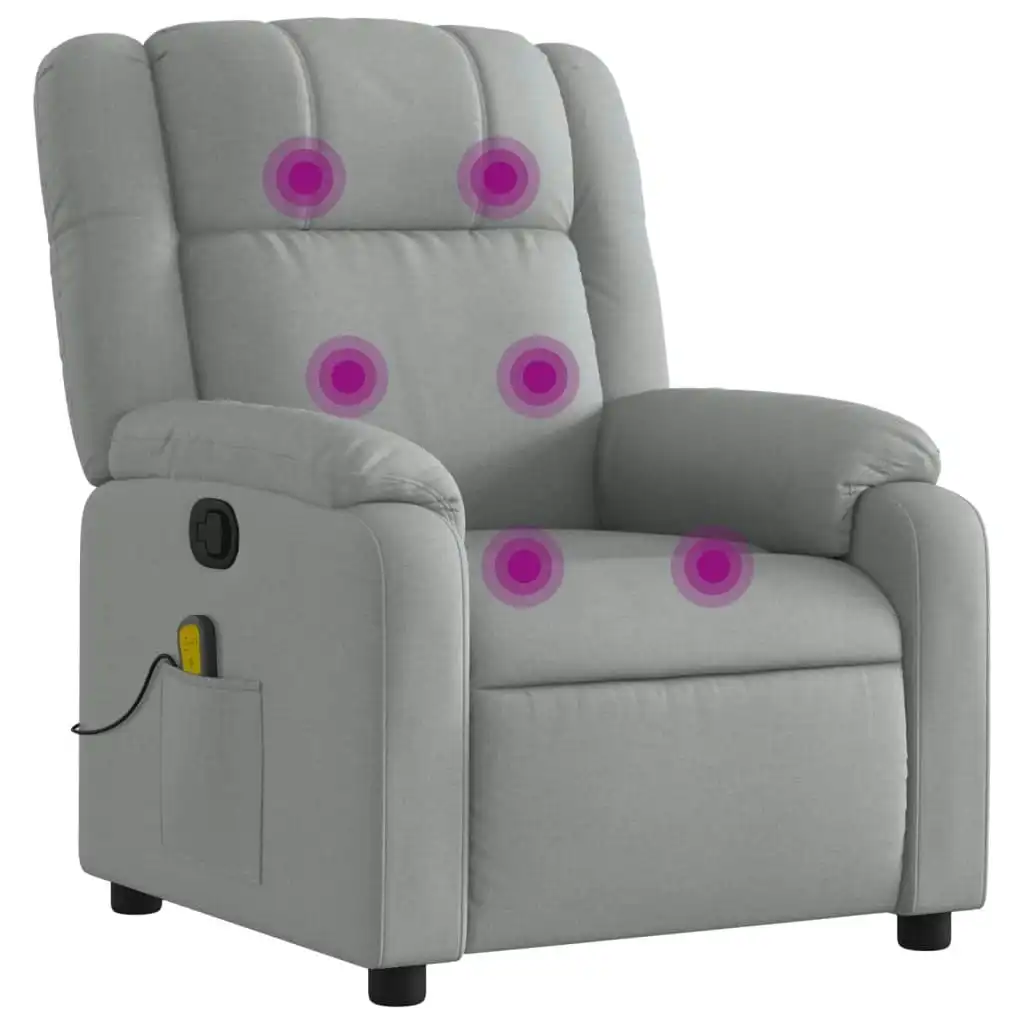 Massage Recliner Chair Light Grey Fabric 373548