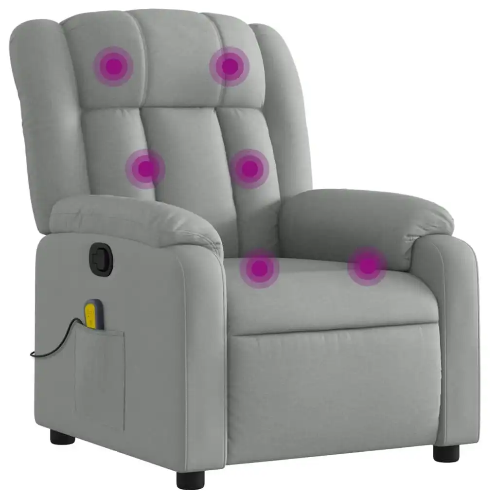 Massage Recliner Chair Light Grey Fabric 373586