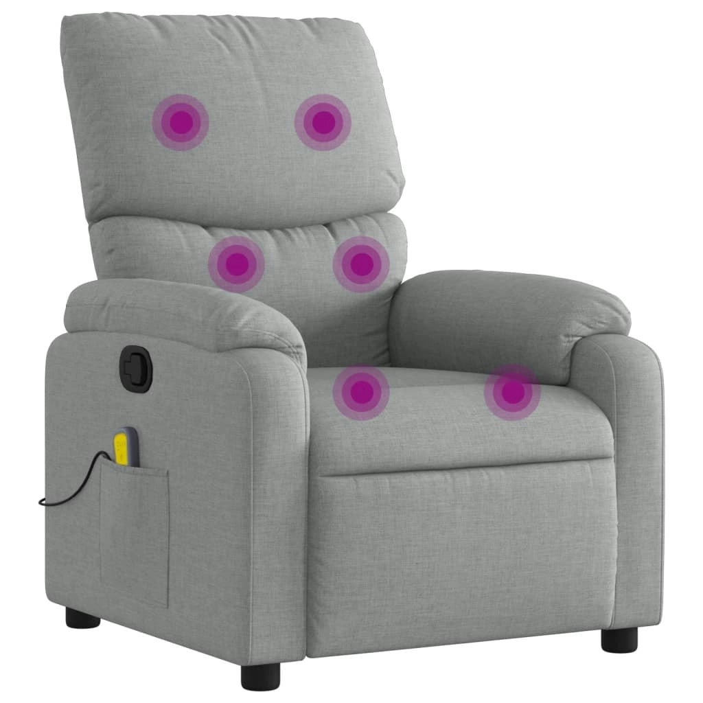 Massage Recliner Chair Light Grey Fabric 3205684