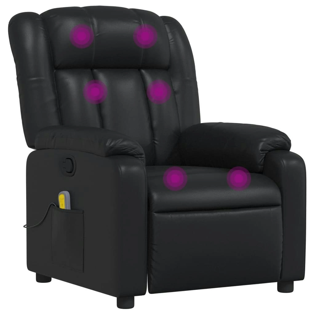 Massage Recliner Chair Black Faux Leather 373567